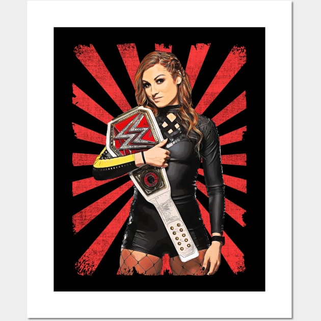 Becky Lynch Wrestling Vintage Fan Art Wall Art by Sakonipopart